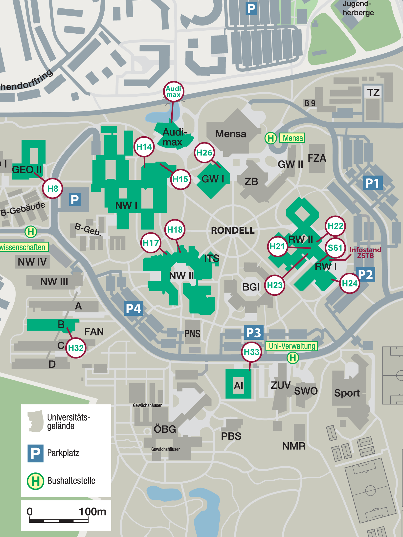 Campusplan der Uni Bayreuth